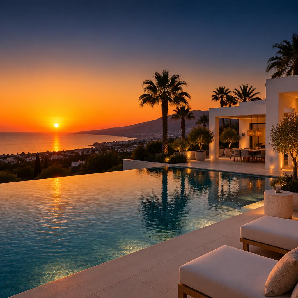 Villa à Marbella au coucher du soleil